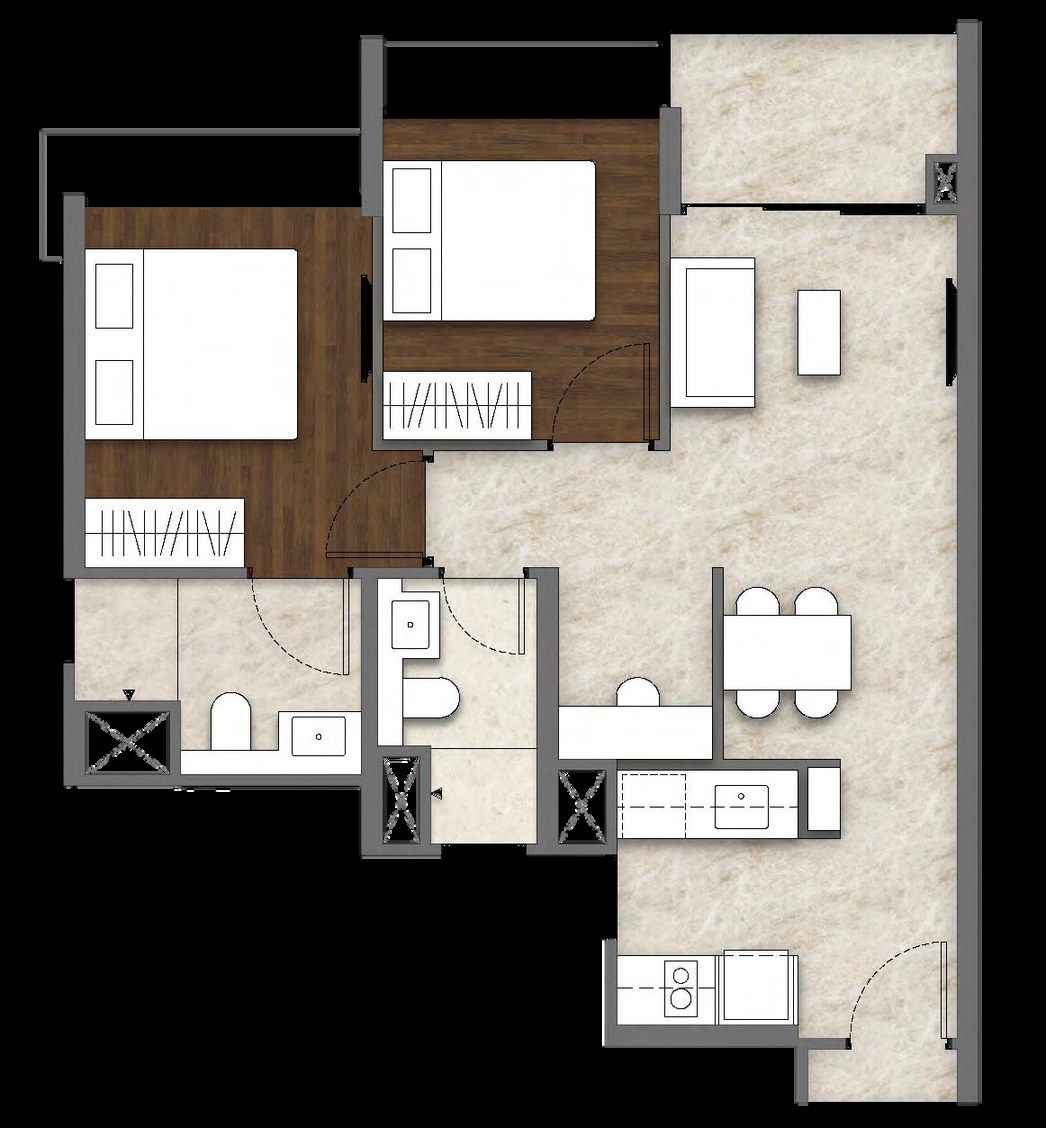 BS2 · 2BR+Study Luxury (667 sq ft) floor plan