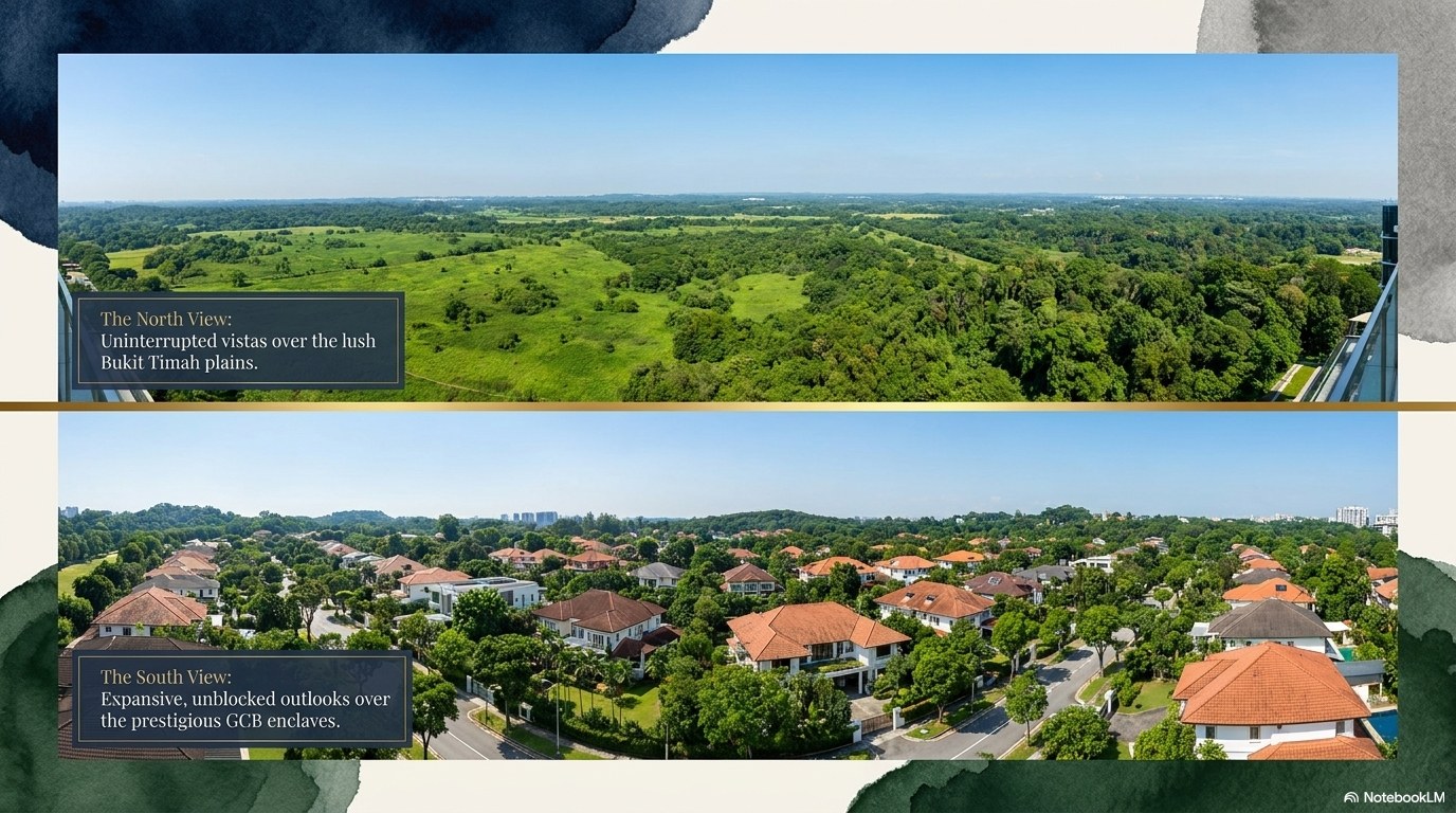 North view — Bukit Timah plains · South view — GCB enclaves