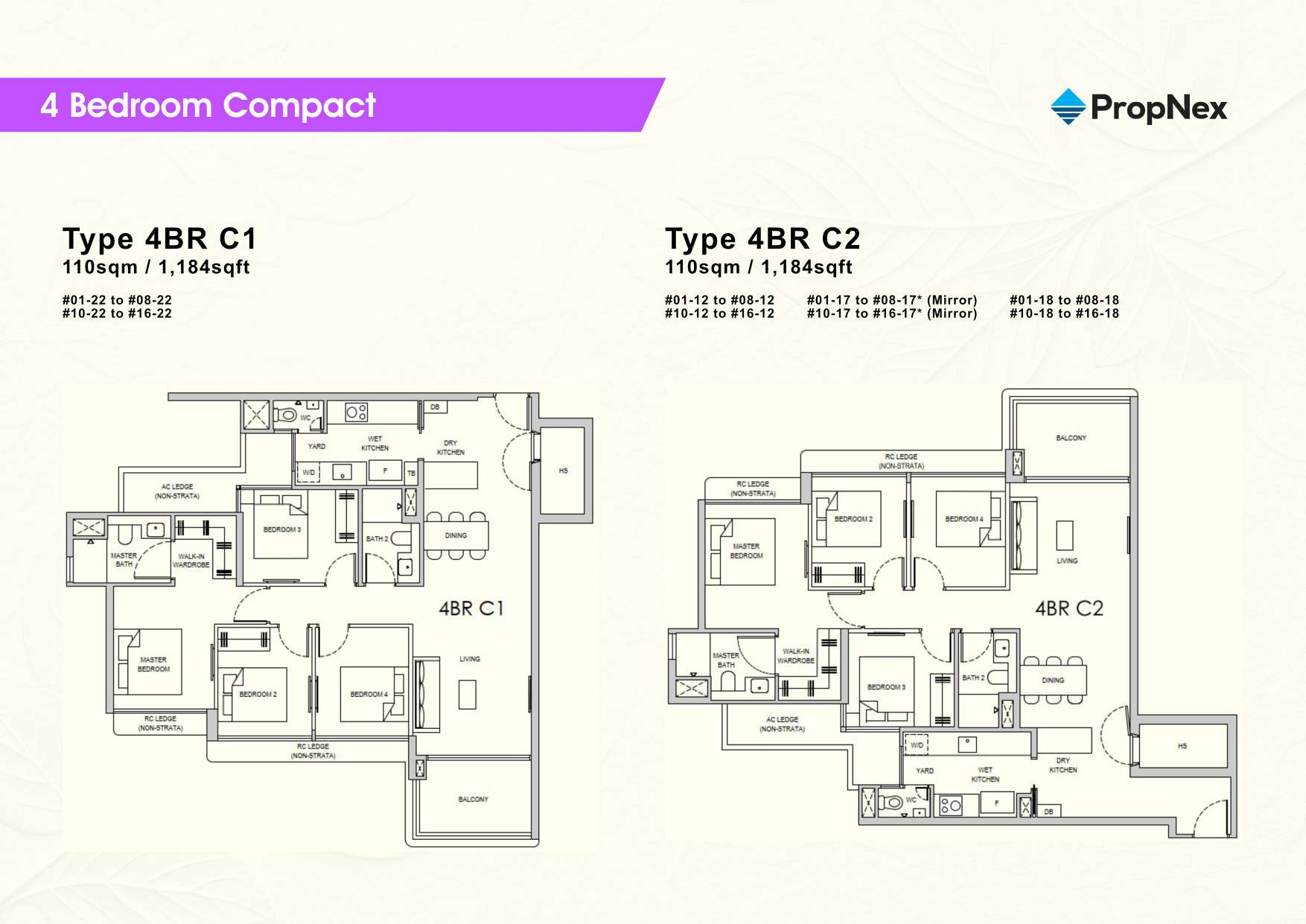 4BR Compact (1,184 sqft) floor plan