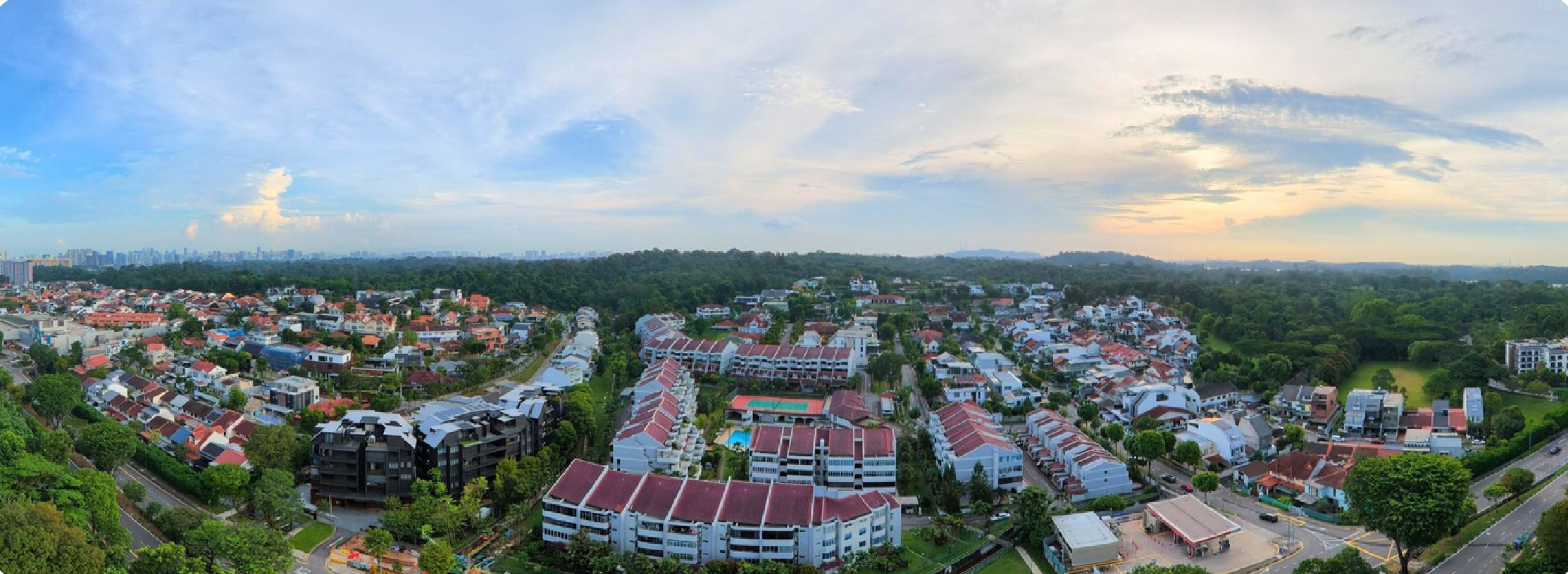 East view — landed enclave & reservoir outlook